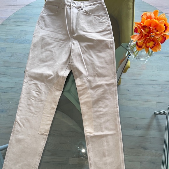 Helmut Lang Femme Hi Rider Straight Jeans Natural Tan High Rise - Picture 4 of 13